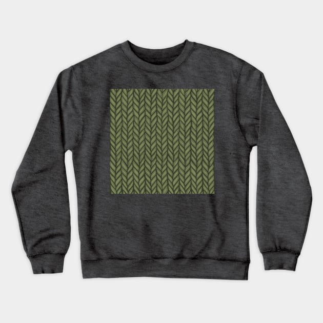 Green Knit Pattern Drawing Crewneck Sweatshirt by Slightly Unhinged